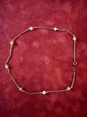 Black Chain Choker Necklace with Iridescent Bead Accents